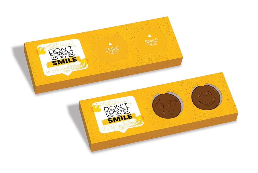 Logotrade advertising product picture of: 2 chocolate smiles in cardboard  box