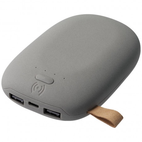 Logo trade promotional items picture of: Stone Shaped Wireless Power Bank 9000 mAh, grey