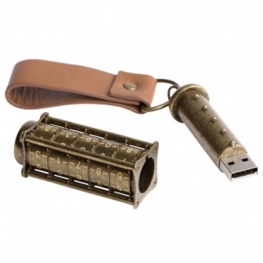 Logotrade promotional gift image of: Cryptex, Antique Gold USB flash drive with combination lock 16 Gb