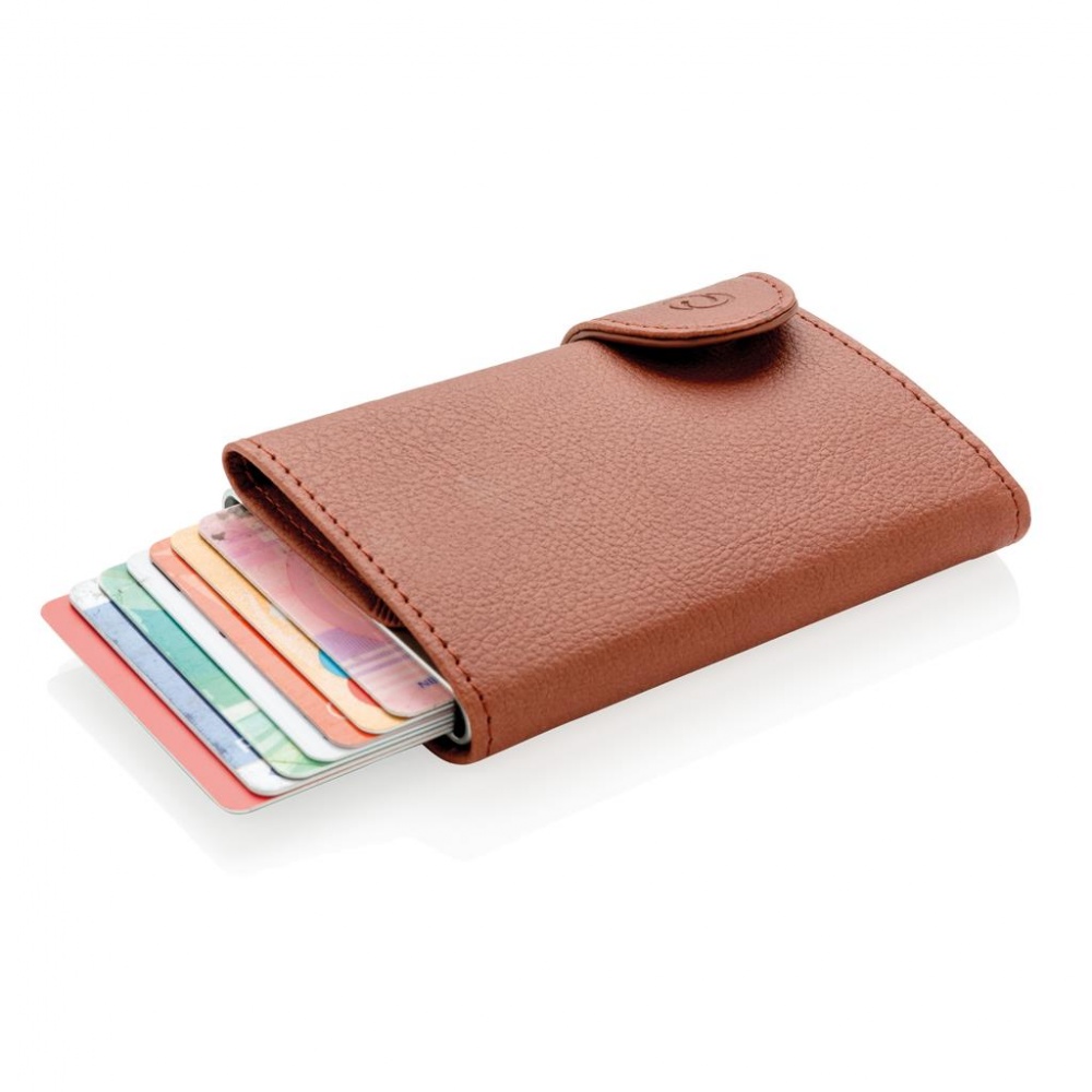 Logotrade business gift image of: C-Secure RFID card holder & wallet brown with name, sleeve, gift wrap