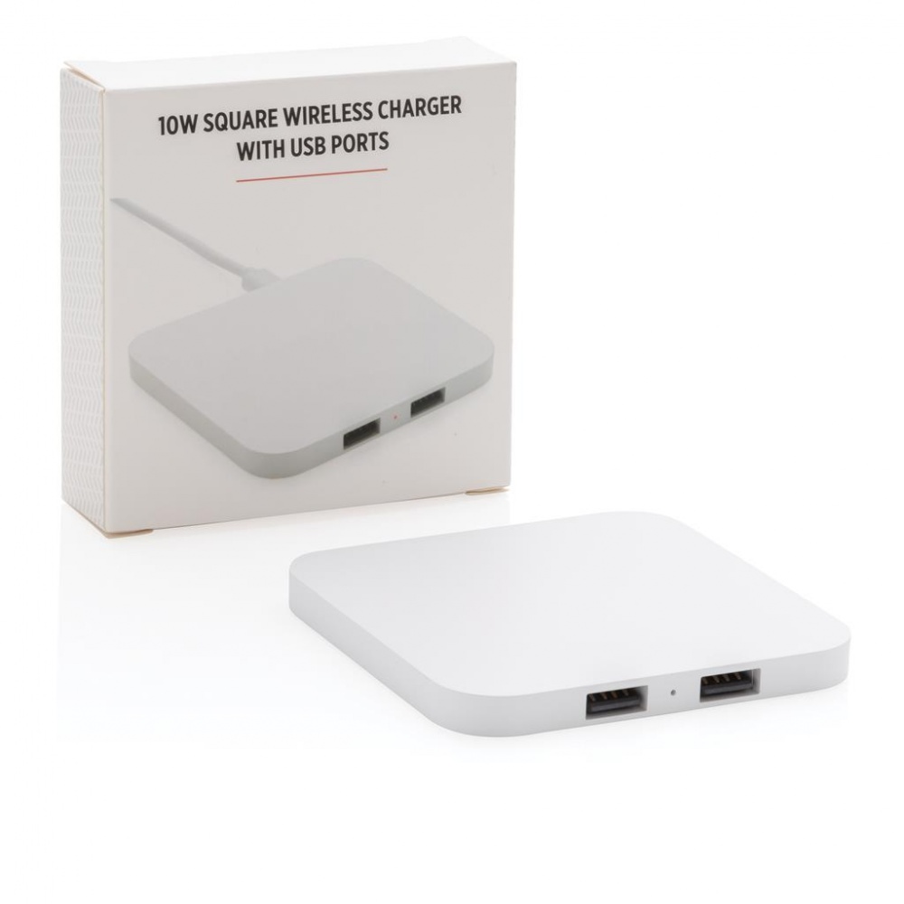 Logotrade corporate gift image of: 10W Wireless Charger with USB Ports, white