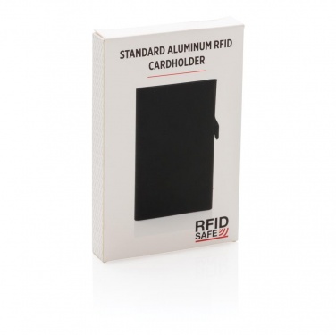 Logo trade promotional giveaways image of: Standard aluminium RFID cardholder, black