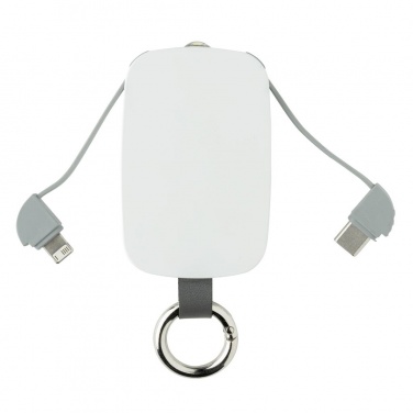 Logotrade promotional merchandise image of: 1.200 mAh Keychain Powerbank with integrated cables, white