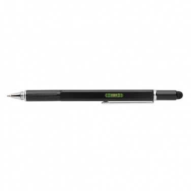 Logo trade advertising products picture of: 5-in-1 aluminium toolpen, black