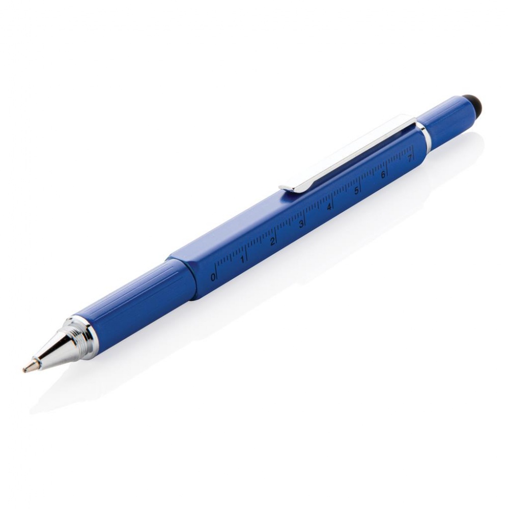 Logo trade promotional gift photo of: 5-in-1 aluminium toolpen, blue
