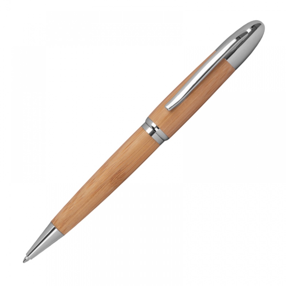 Logotrade advertising product picture of: Metal twist ballpen with bamboo coating, Beige