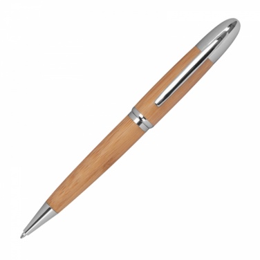 Logo trade advertising product photo of: Metal twist ballpen with bamboo coating, Beige