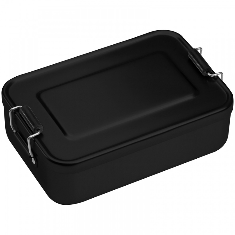 Logo trade promotional merchandise image of: Aluminum lunch box with closure, Black