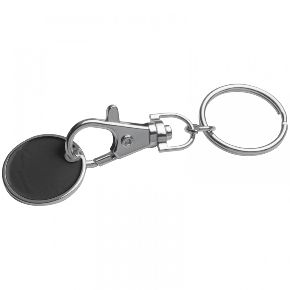 Logotrade business gift image of: Keyring with shopping coin, Black/White