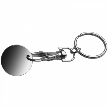 Logo trade promotional merchandise picture of: Keyring with shopping coin, Black/White