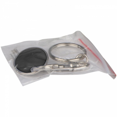 Logo trade promotional merchandise photo of: Keyring with shopping coin, Black/White