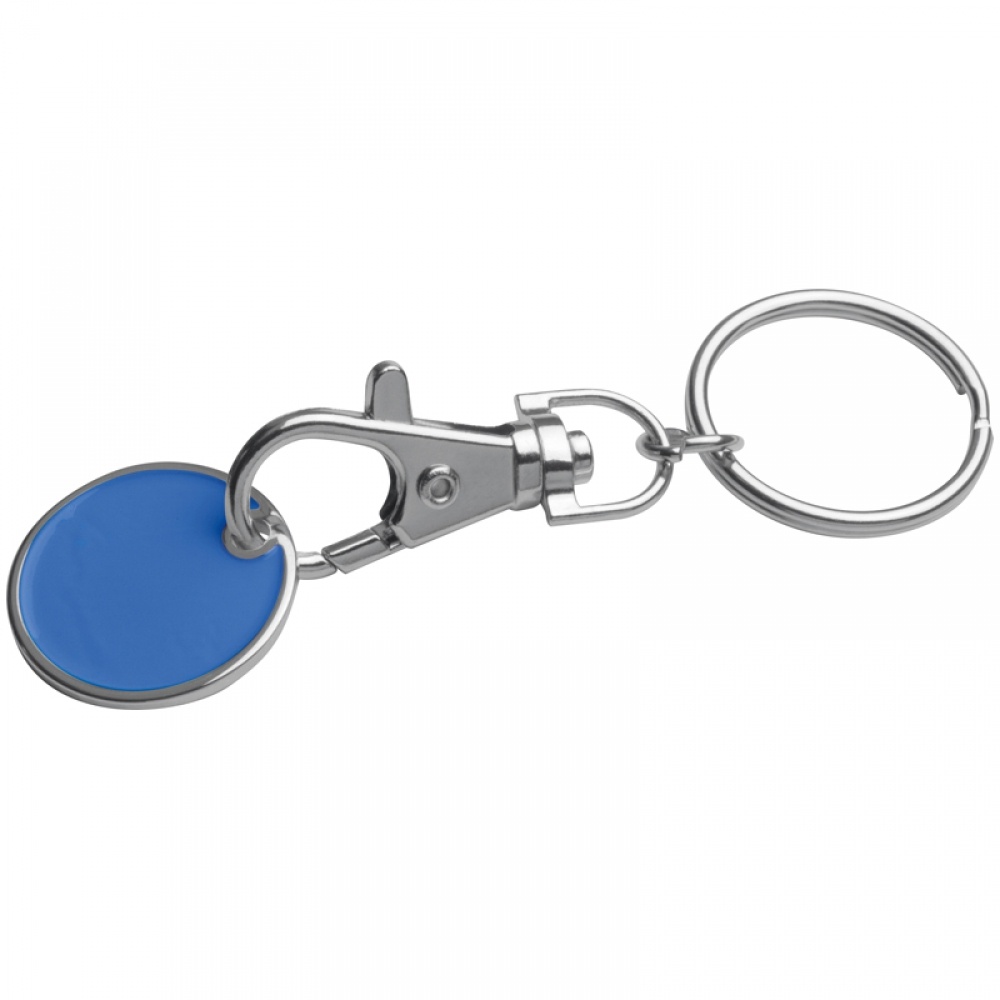 Logo trade advertising products image of: Keyring with shopping coin, Blue