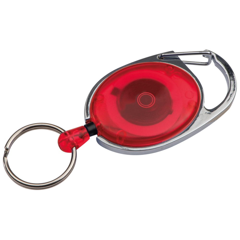 Logo trade promotional products image of: Retractable keyring with carabiner, Red