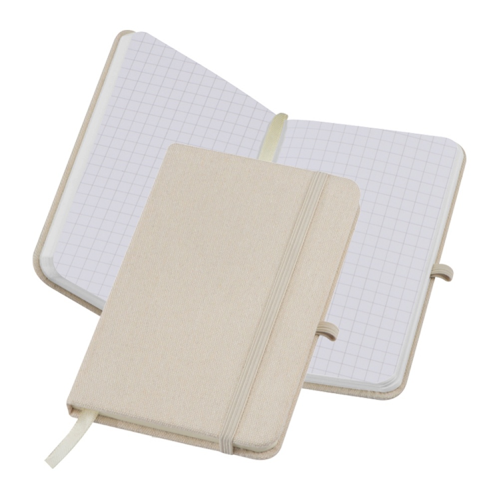 Logo trade business gifts image of: Canvas notebook A6, Beige