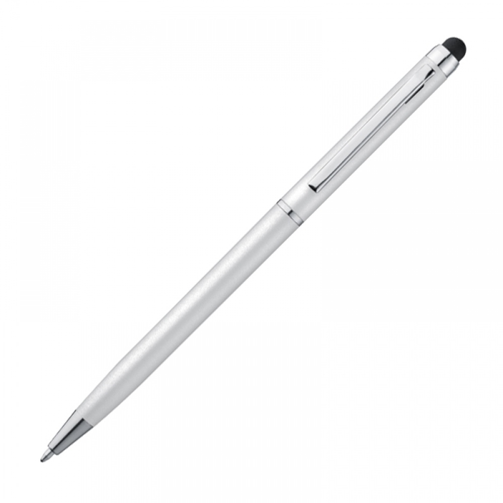 Logo trade promotional merchandise photo of: Plastic ball pen with touch function, White