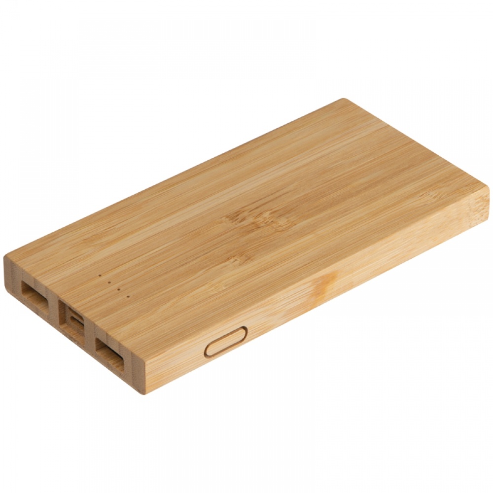 Logo trade promotional giveaway photo of: Bamboo power bank, Beige