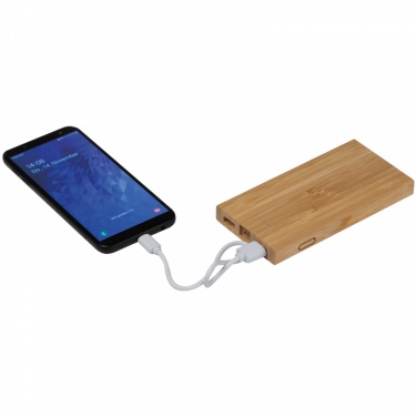 Logo trade promotional gift photo of: Bamboo power bank, Beige