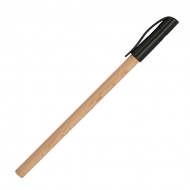 Logo trade promotional items picture of: Wooden ballpen with black plastic cap, Brown