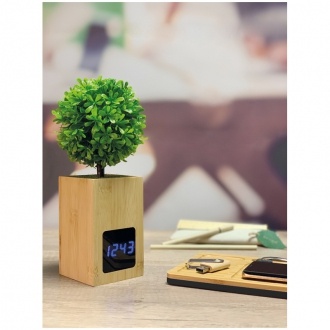 Logotrade promotional merchandise picture of: Bamboo desk clock, Beige