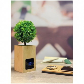 Logotrade business gift image of: Bamboo desk clock, Beige