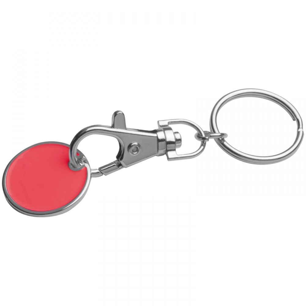 Logo trade promotional merchandise photo of: Keyring with shopping coin, Red