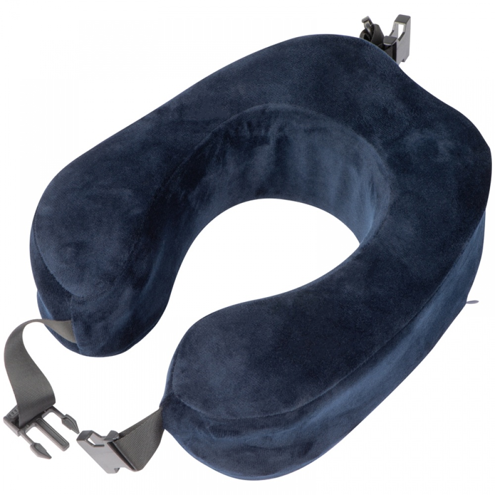 Logo trade promotional products image of: Plush neck pillow with closure band, Blue