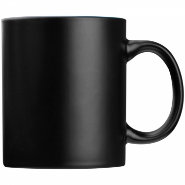 Logo trade promotional gifts image of: Black mug with colored inside, blue