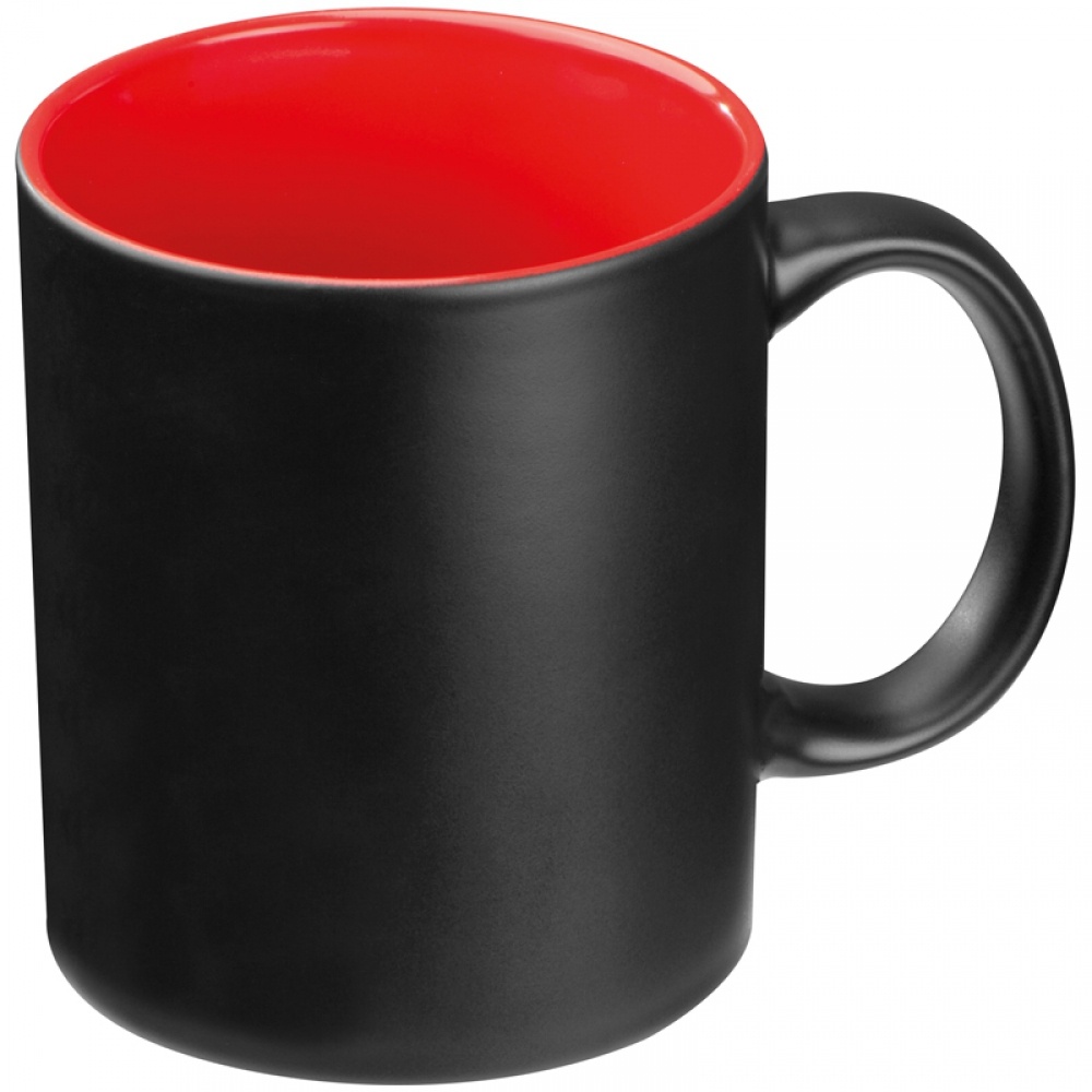 Logo trade corporate gift photo of: Black mug with colored inside, Red