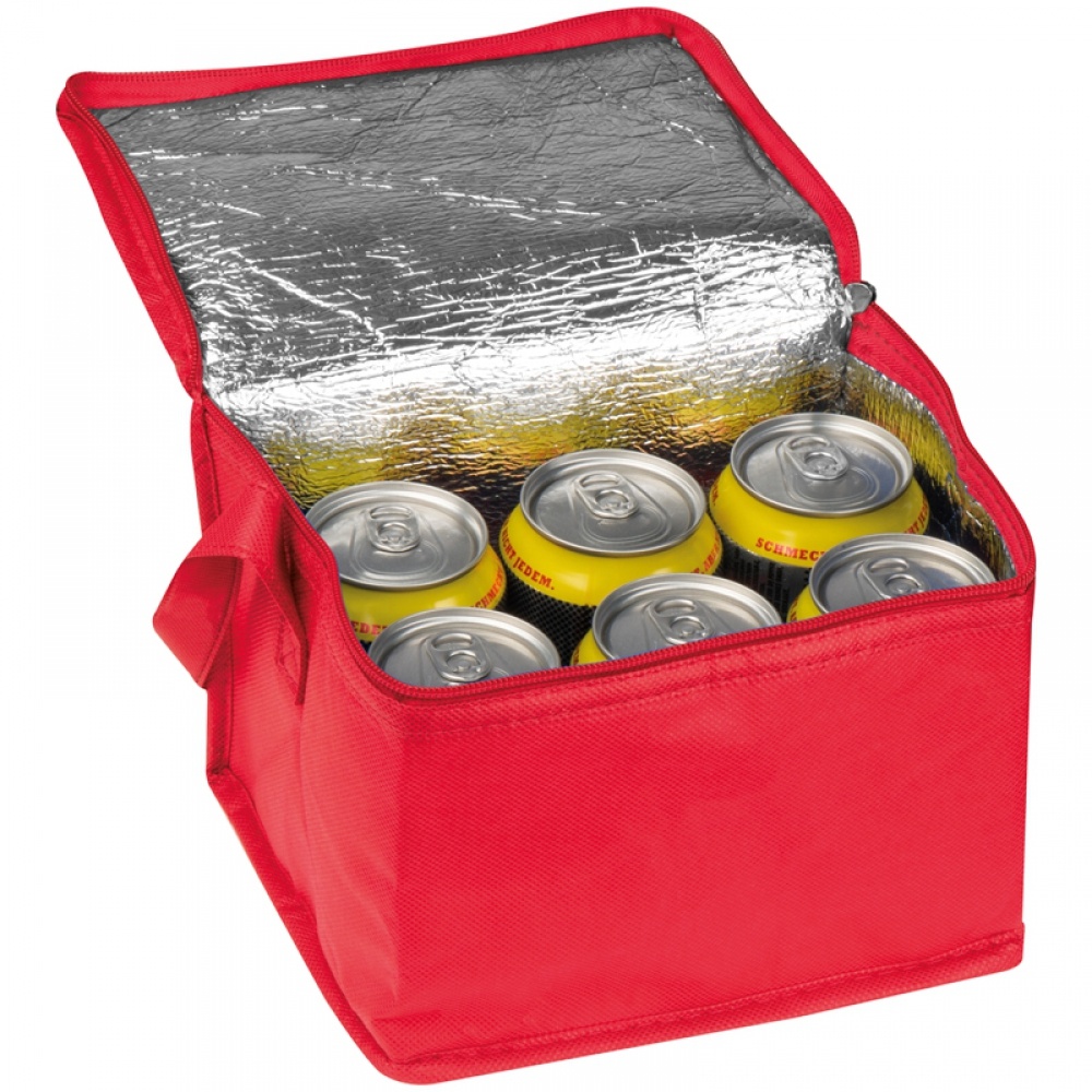 Logo trade promotional gift photo of: Non-woven cooling bag - 6 cans, Red