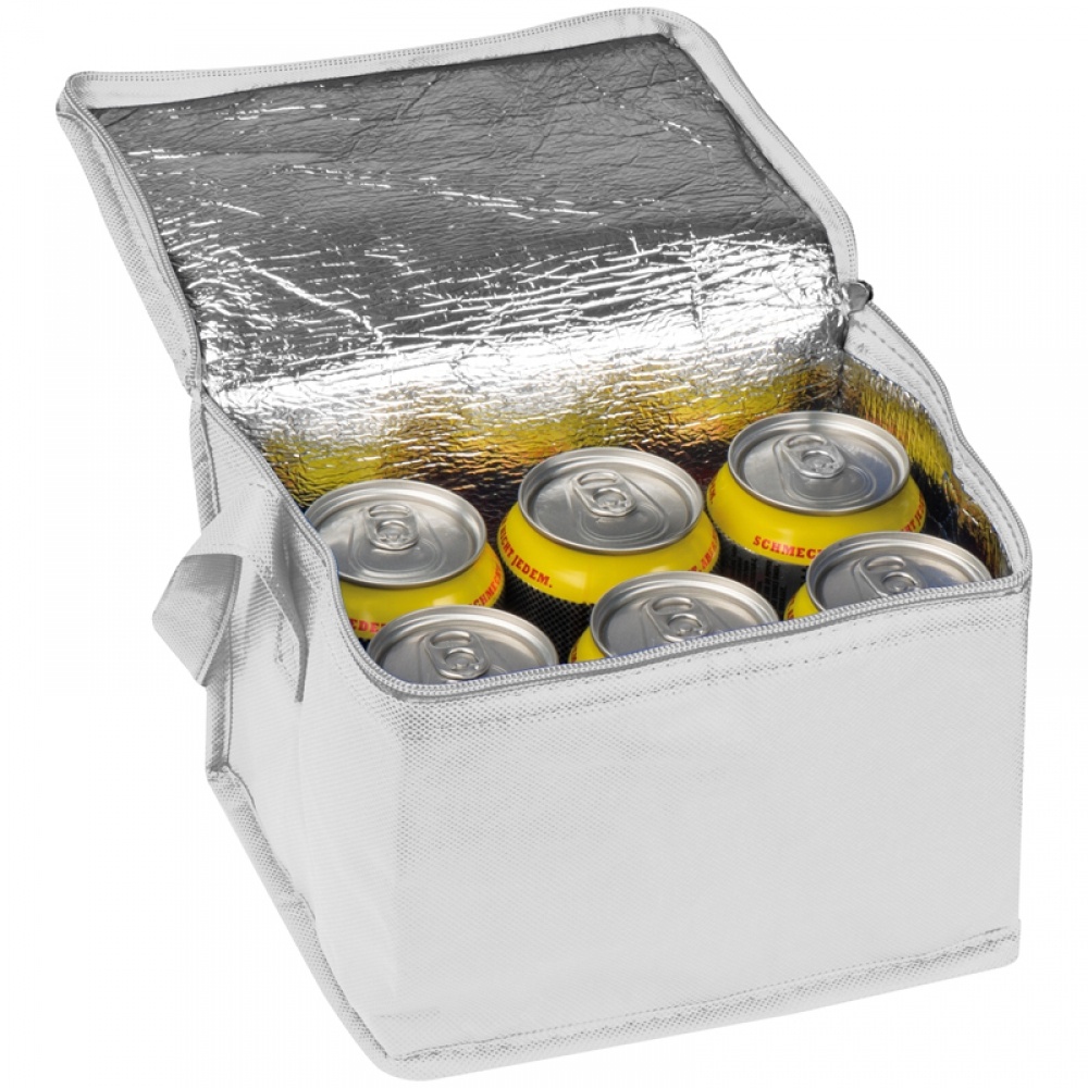 Logo trade promotional items image of: Non-woven cooling bag - 6 cans, White