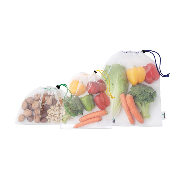 Logotrade promotional item image of: 3-pieces mesh RPET grocery bag set