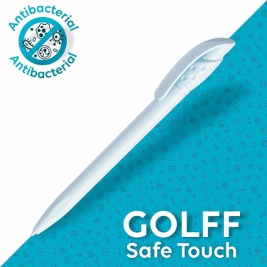 Logo trade business gifts image of: Golff Safe Touch antibacterial ballpoint pen, grey