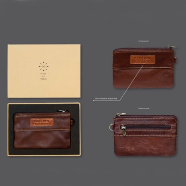 Logo trade business gifts image of: Leather wallet, brown