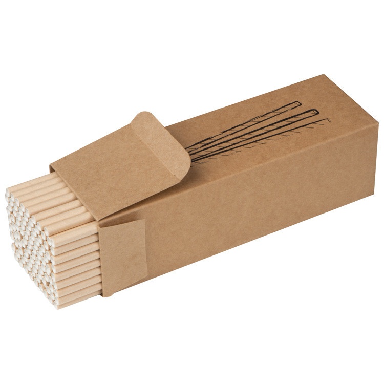 Logotrade promotional item picture of: Set of 100 drink straws made of paper, brown