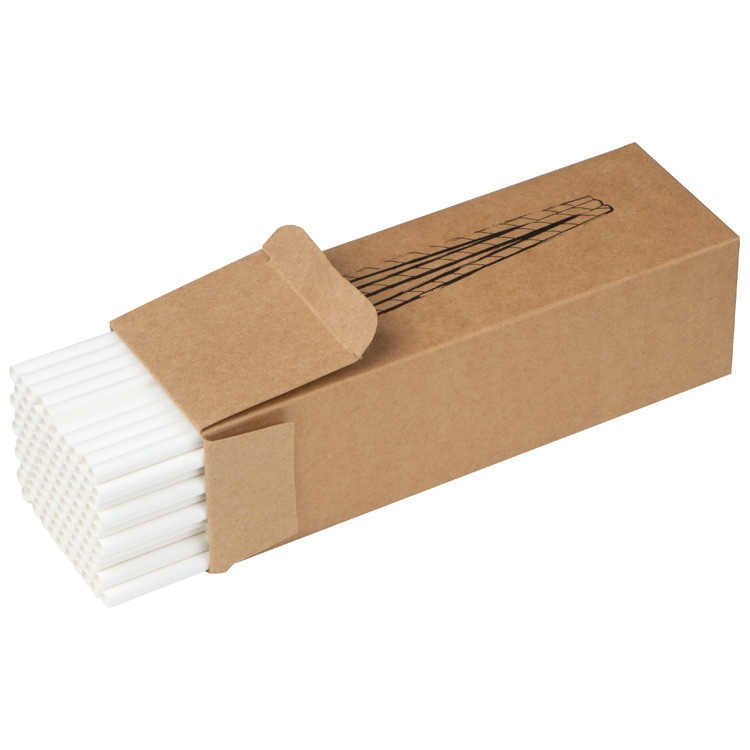 Logo trade corporate gift photo of: Set of 100 drink straws made of paper, white