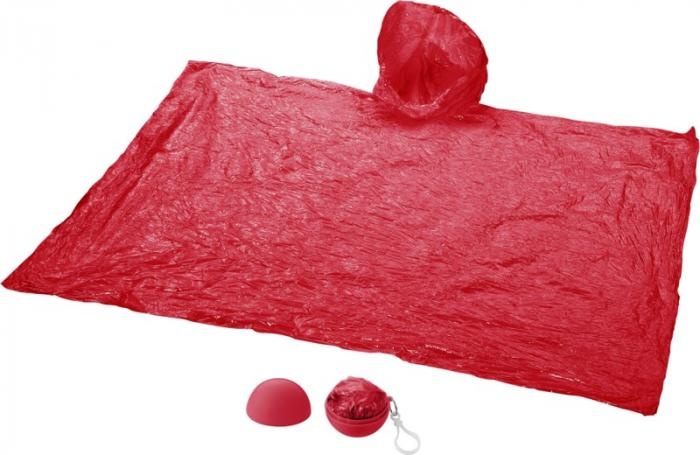 Logo trade promotional giveaways picture of: Xina rain poncho in storage ball with keychain, red