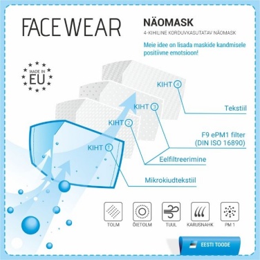Logo trade promotional product photo of: Face mask with a filter, grey