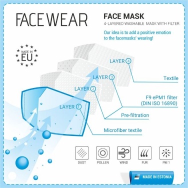 Logotrade promotional merchandise photo of: Face mask with a filter, grey