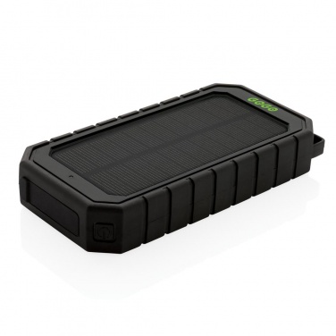 Logo trade business gifts image of: 10.000 mAh Solar Powerbank with 10W Wireless Charging, black