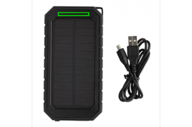 Logo trade promotional items picture of: 10.000 mAh Solar Powerbank with 10W Wireless Charging, black