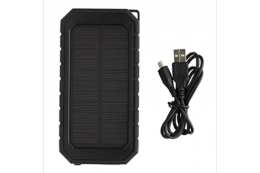 Logo trade promotional gifts picture of: 10.000 mAh Solar Powerbank with 10W Wireless Charging, black