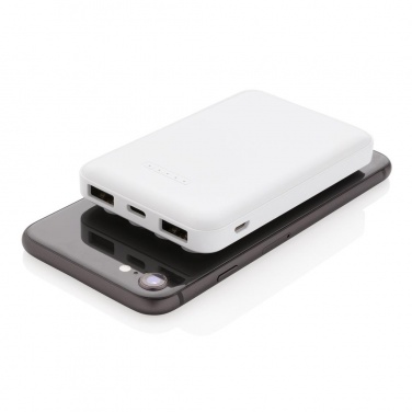 Logo trade promotional items picture of: 5.000 mAh wireless charging pocket powerbank, white