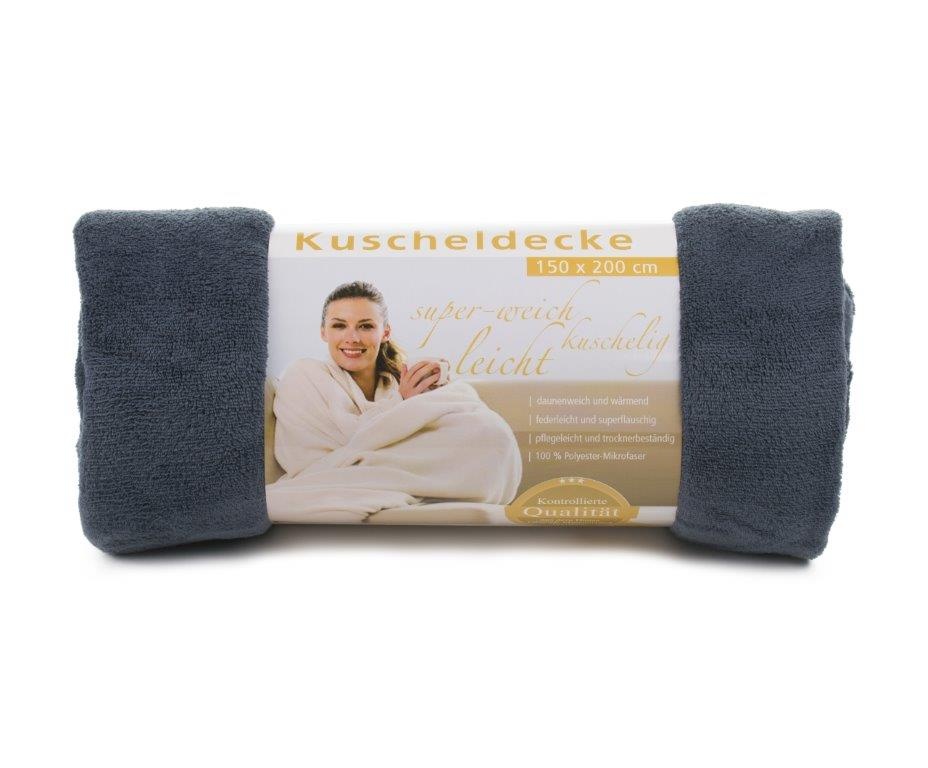 Logotrade corporate gift image of: Fleece Blanket Panderoll, 150 x 200 cm, dark grey
