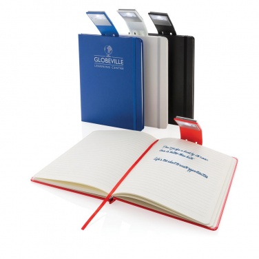 Logo trade promotional giveaways picture of: A5 Notebook & LED bookmark, white