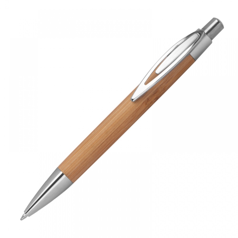 Logo trade promotional item photo of: #9 Bamboo ballpen with sharp clip, beige