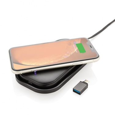 Logotrade promotional product image of: Wireless charging 5.000 mAh powerbank base, black