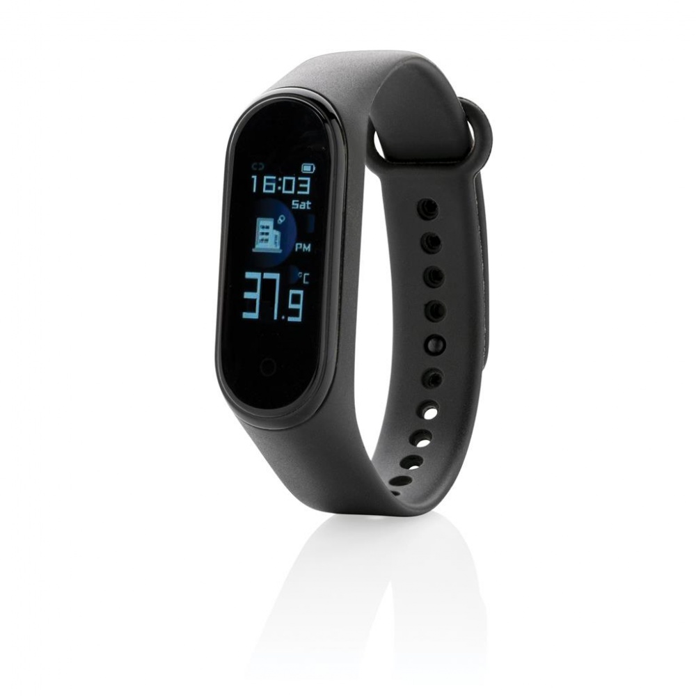 Logo trade promotional merchandise image of: Smart watch Stay Healthy with temperature measuring, black