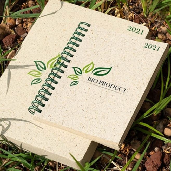 Logotrade promotional product image of: Erba notebook made of grass, beige