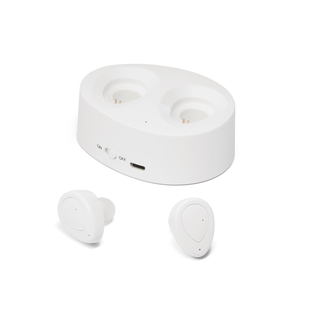 Logo trade promotional giveaway photo of: Wireless earphones CHARGAFF, white