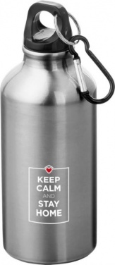 Logo trade corporate gift photo of: Oregon drinking bottle with carabiner, silver